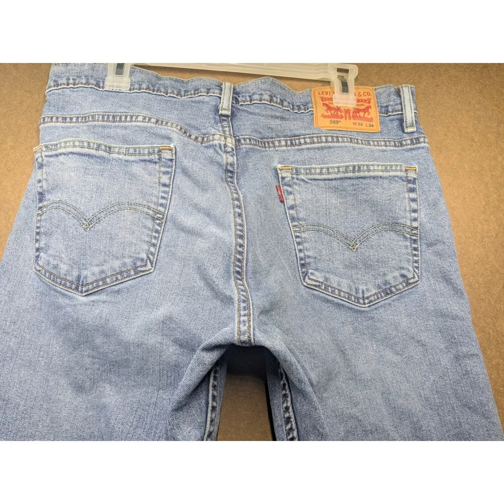 Levis 569 Loose Straight Jeans Light Wash Blue Denim Mens W34 L34